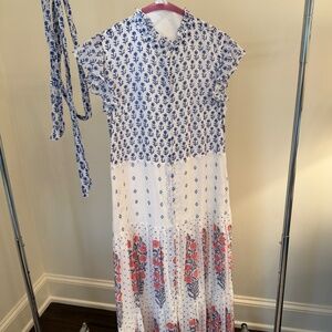 Oliphant Ruffle Collar Button Maxi Dress